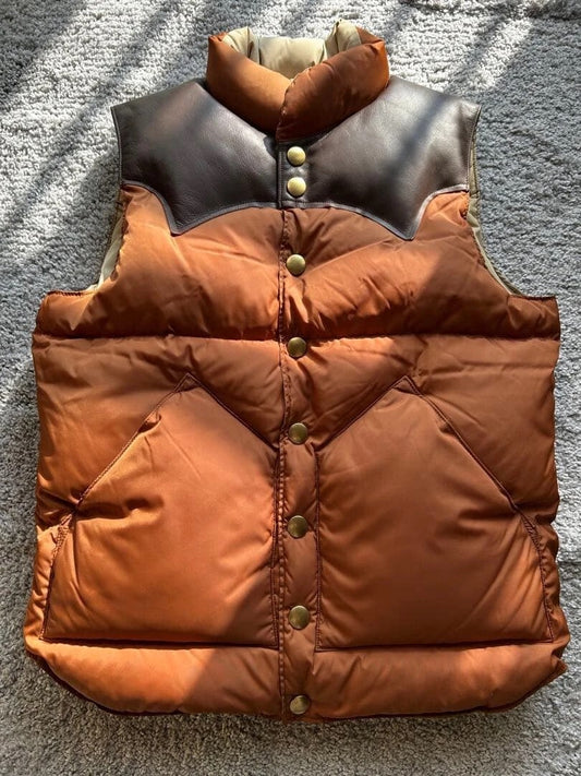 rocky mountain down vest in brown color