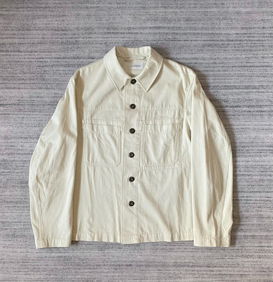 multi-pocket boxy jacket shirt in cream