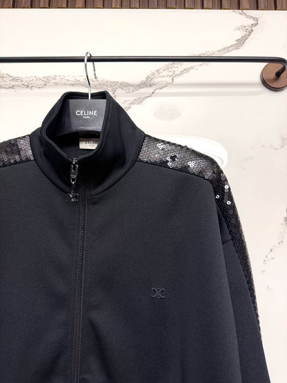 celine black scaled jacket with luxurious details