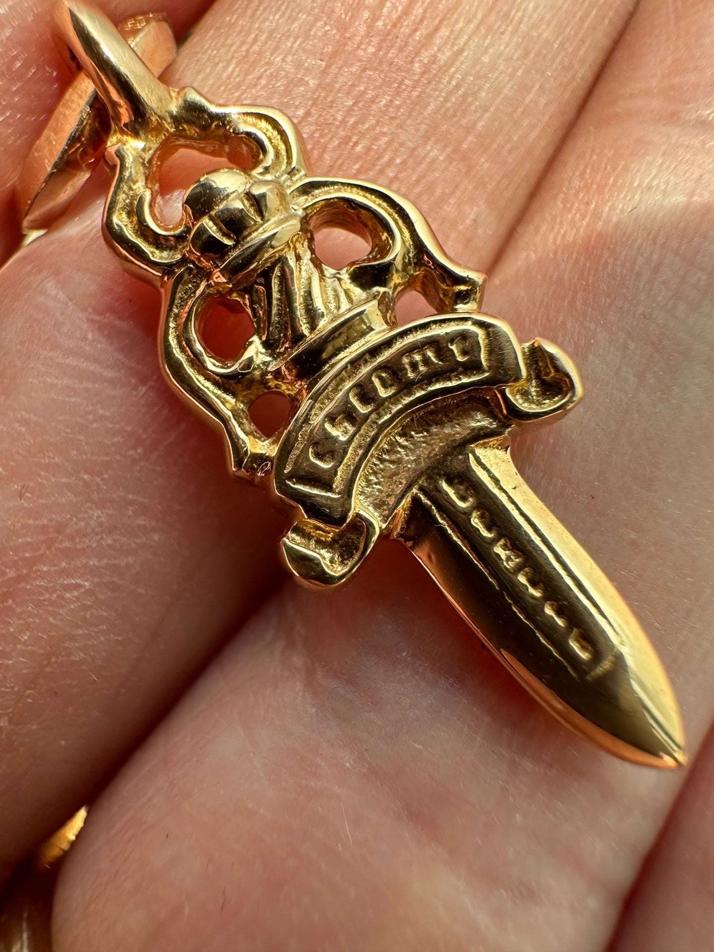 Chrome Hearts 22k Gold Dagger Pendant
