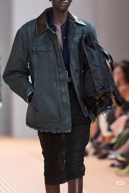 PRADA Canvas Jacket with Leather Accents