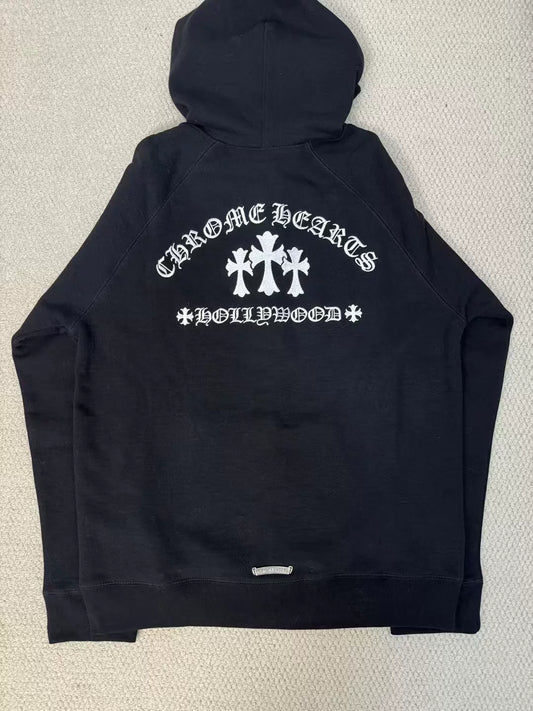Chrome Hearts  Cross Sanskrit Embroidery Zip Hoodie
