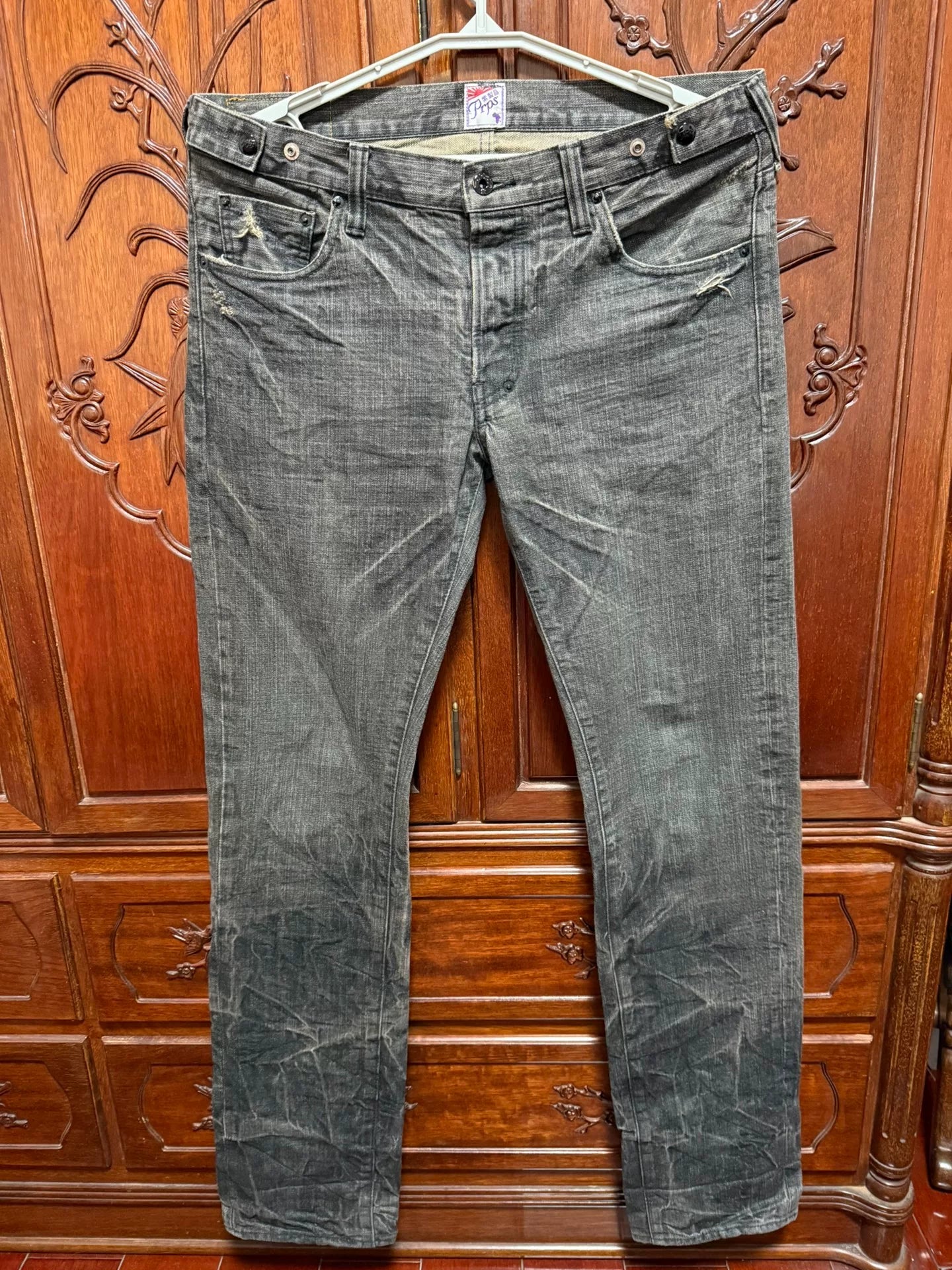PRPS Men's W34 Black Straight Slim Jeans