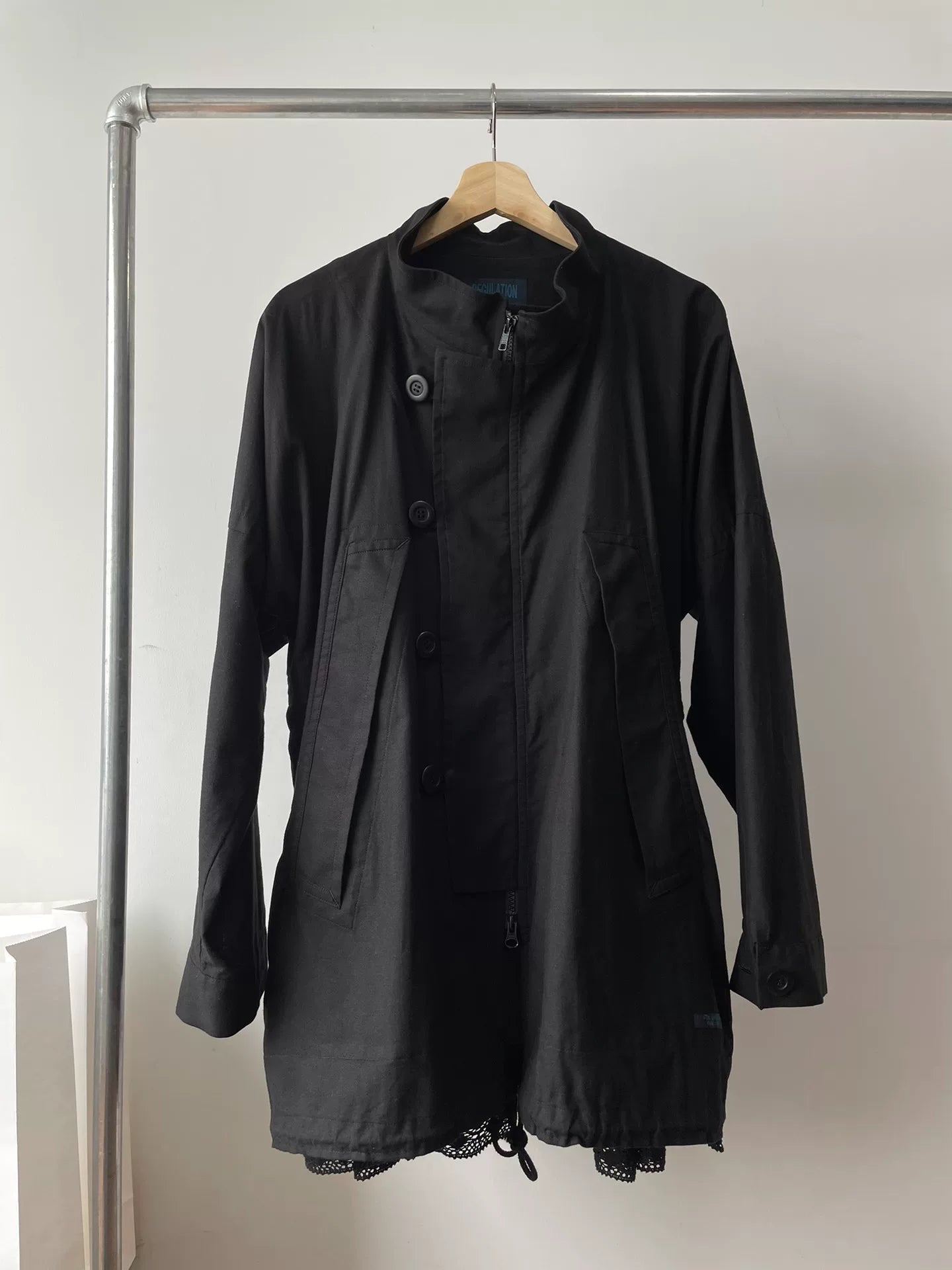Yohji Yamamoto Cotton-Linen Black Coat