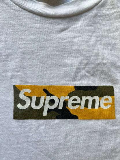 supreme box logo tee in orange color