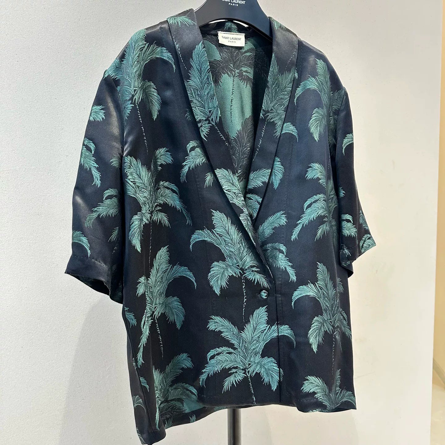 YSL Saint Laurent SS21 Palm Satin Shirt