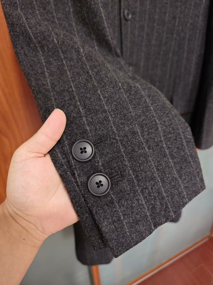 Yuji Yamada Wool Overcoat with Stripes