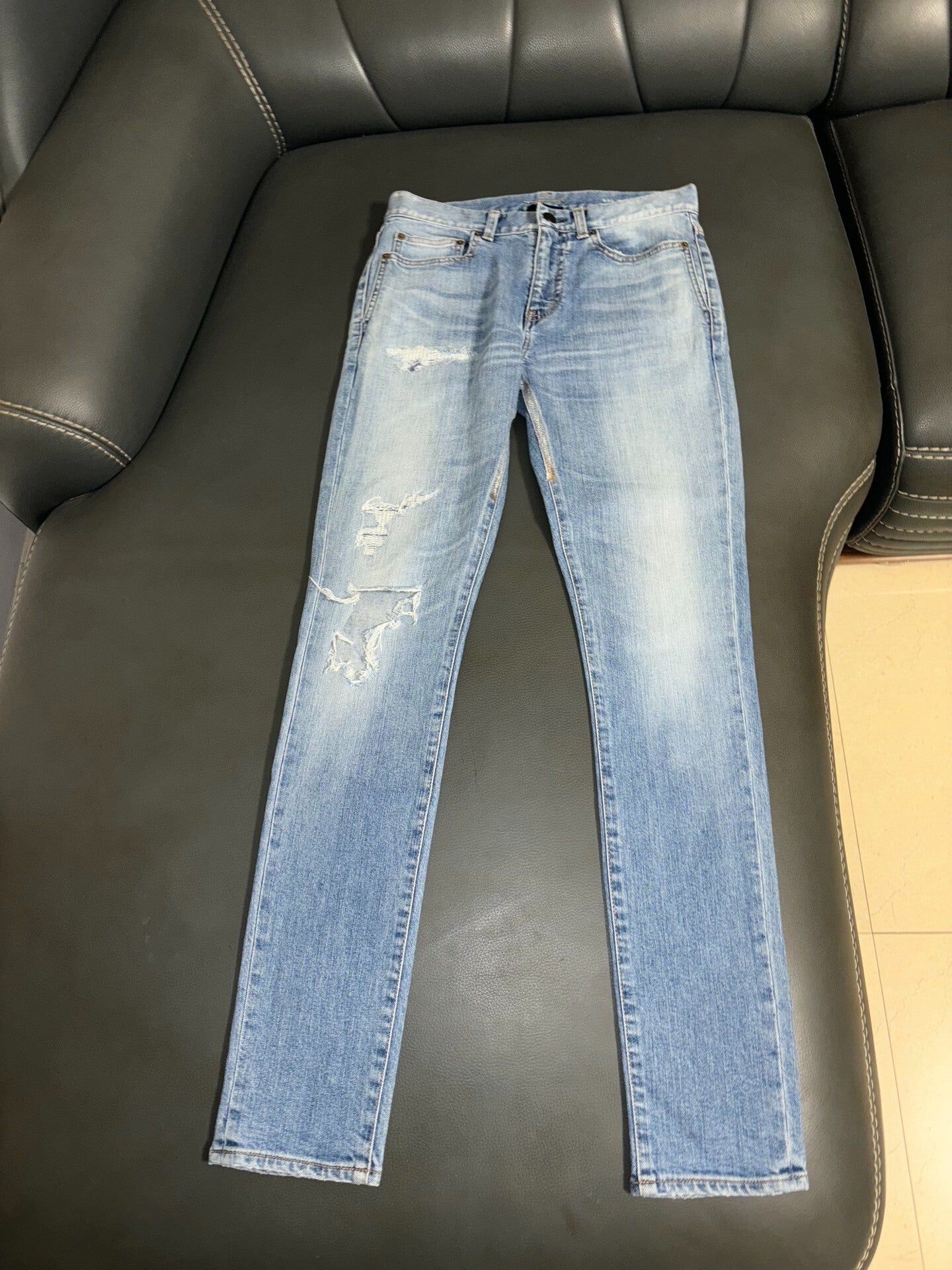 Saint Laurent Light Blue Distressed Jeans