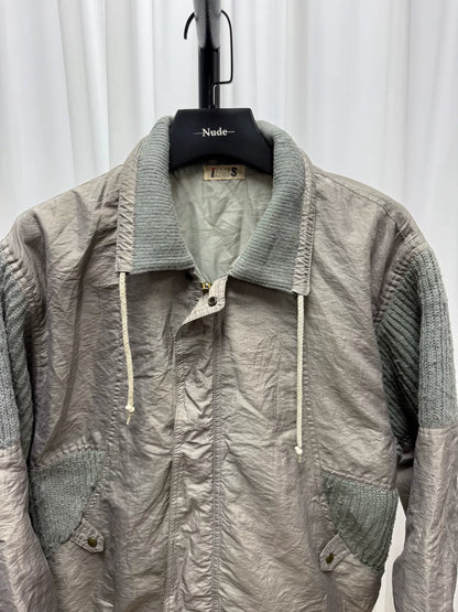 issey miyake logo patch metallic nylon jacket