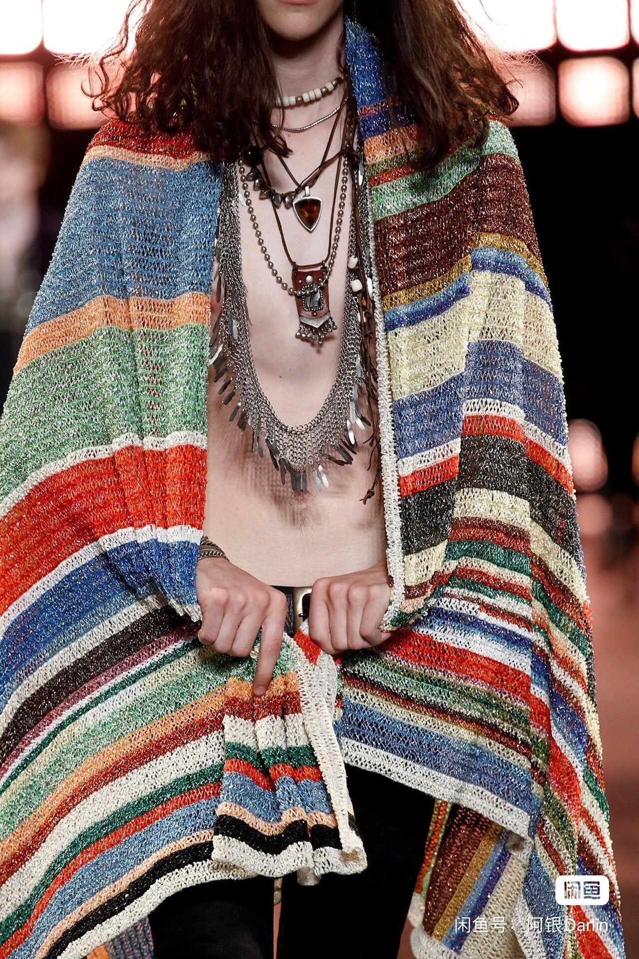 ysl bohemian style leather pendant necklace