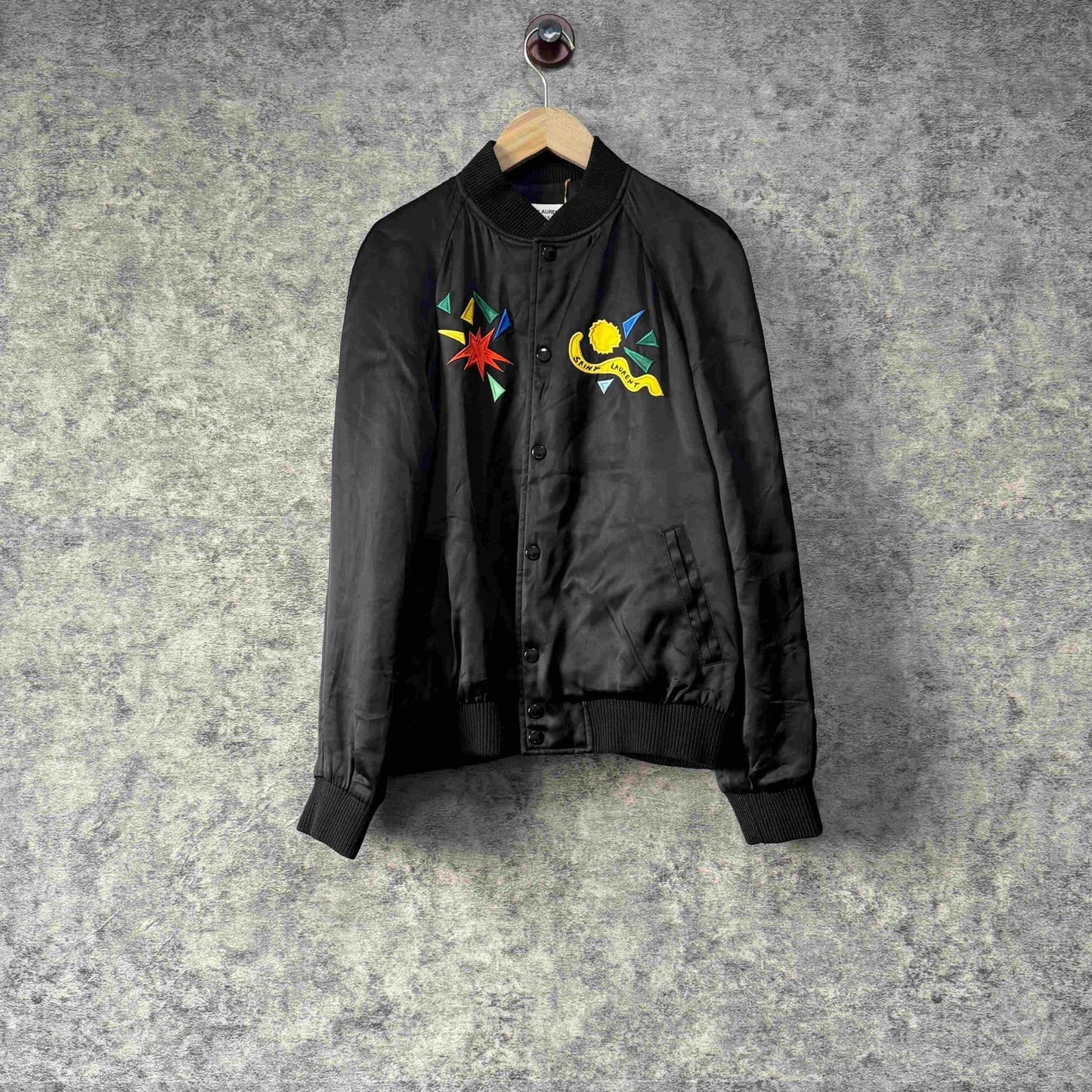 Saint Laurent Graffiti Embroidery Bomber Jacket