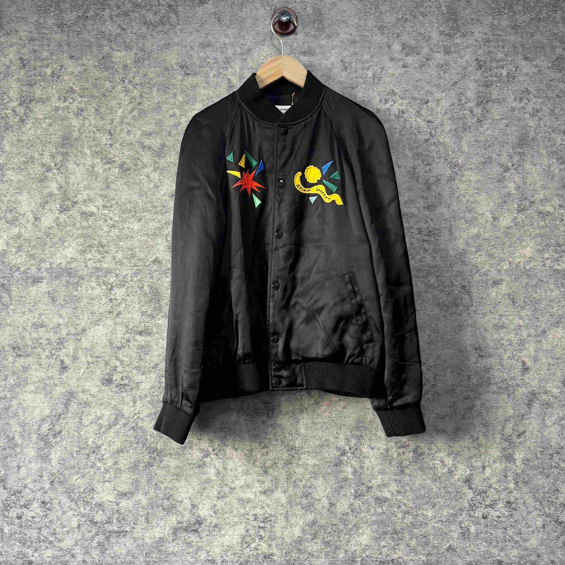 Saint Laurent Graffiti Embroidery Bomber Jacket