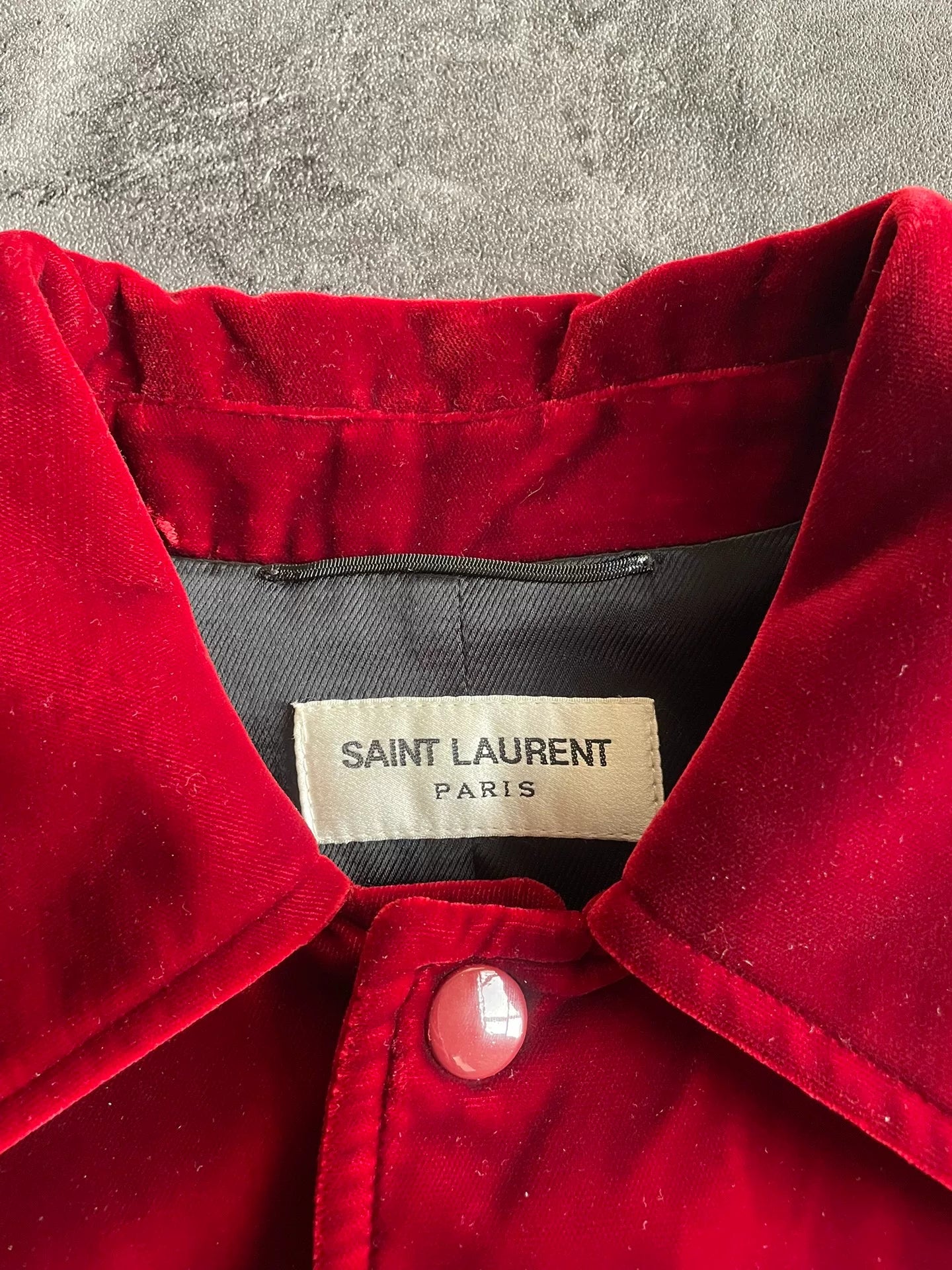 Saint Laurent Red Velvet Music Note Jacket