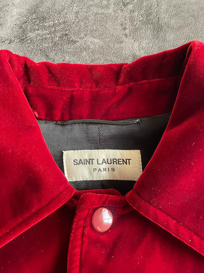 Saint Laurent Red Velvet Music Note Jacket