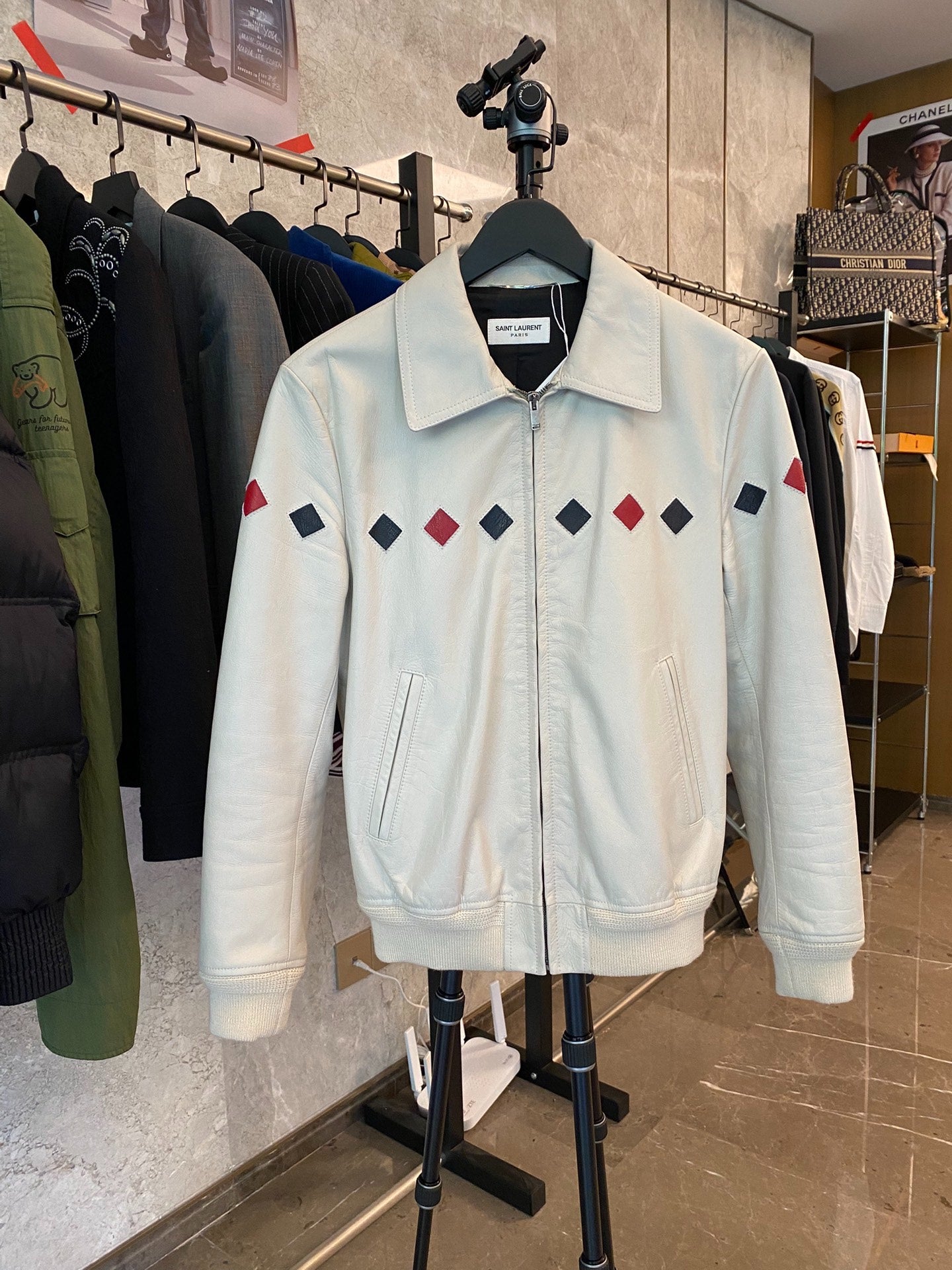 Saint Laurent Diamond Patch Leather Jacket