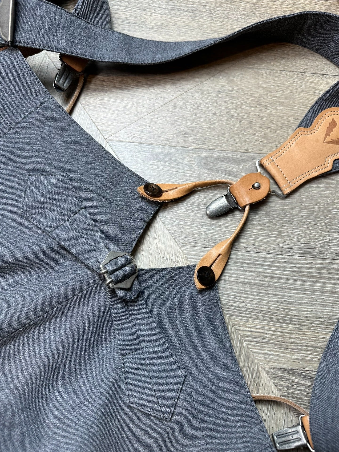 visvim anton suspender pants in gray