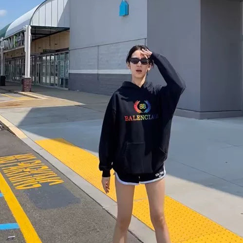 balenciaga black graphic hoodie for women
