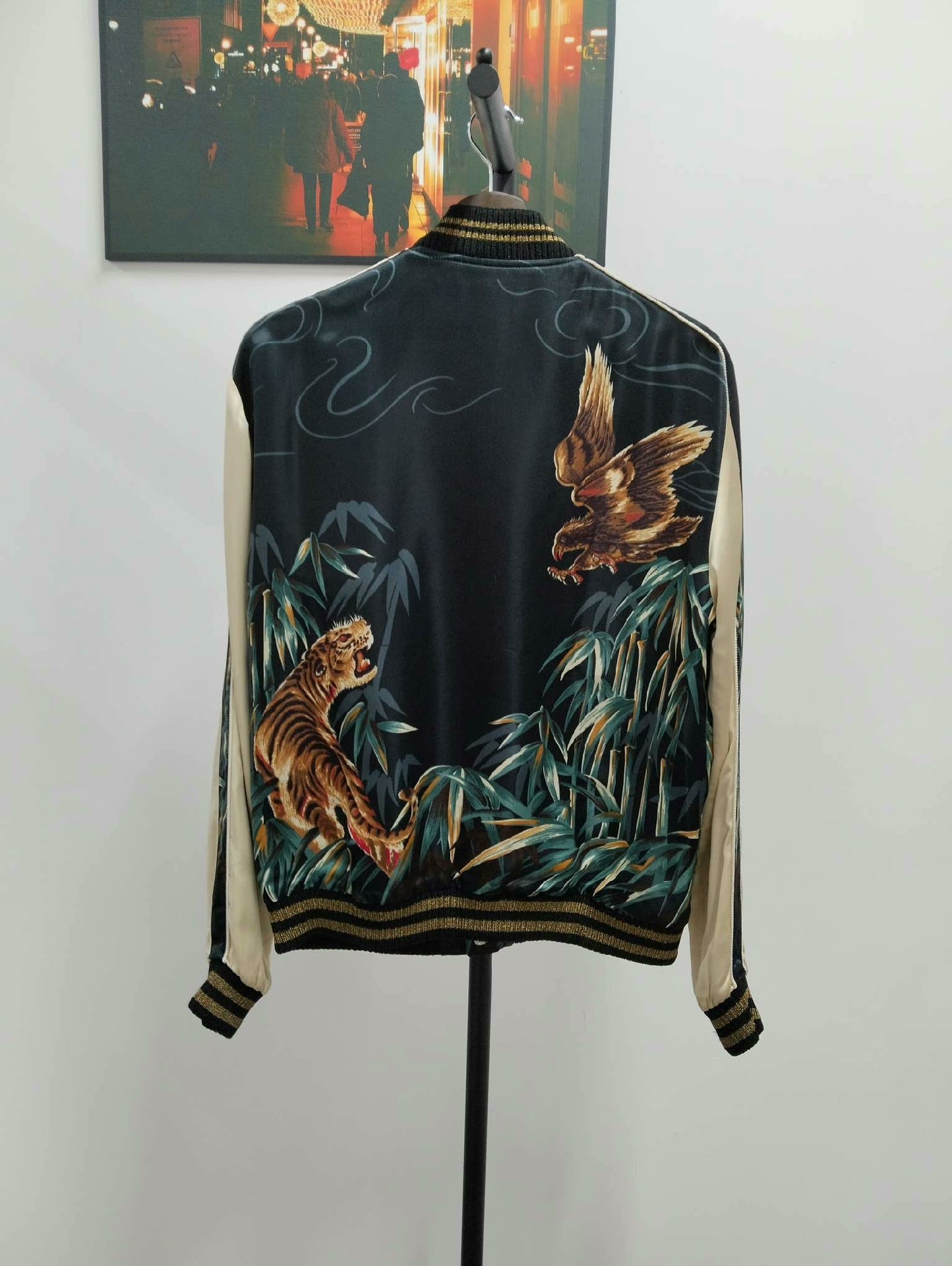 Saint Laurent Tiger Eagle Embroidered Bomber Jacket