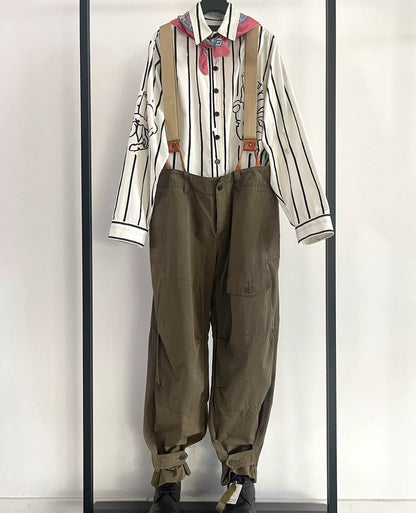 Y's Yamamoto Green Work Pants with Suspenders