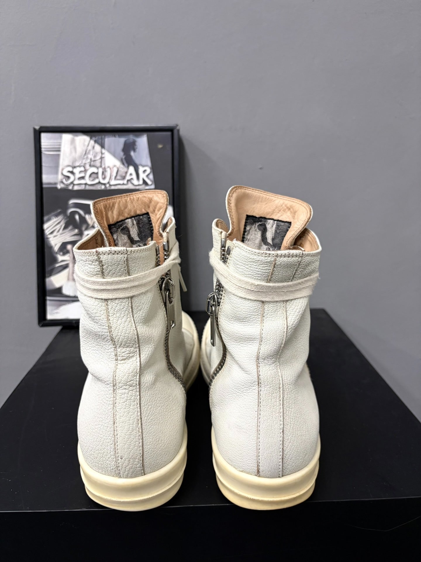 Rick Owens 18FW Light Blue Leather High-Top