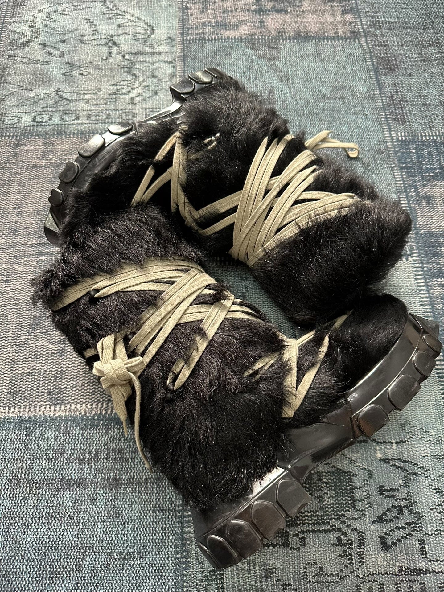 Rick Owens Black Fur Snow Boots