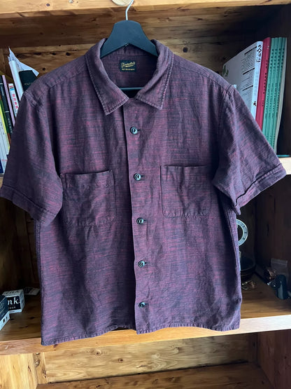 open collar shirt in rich burgundy color