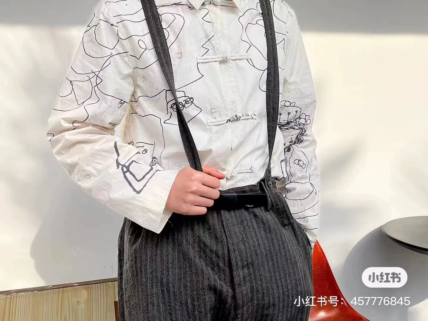 visvim herringbone braces pants in black