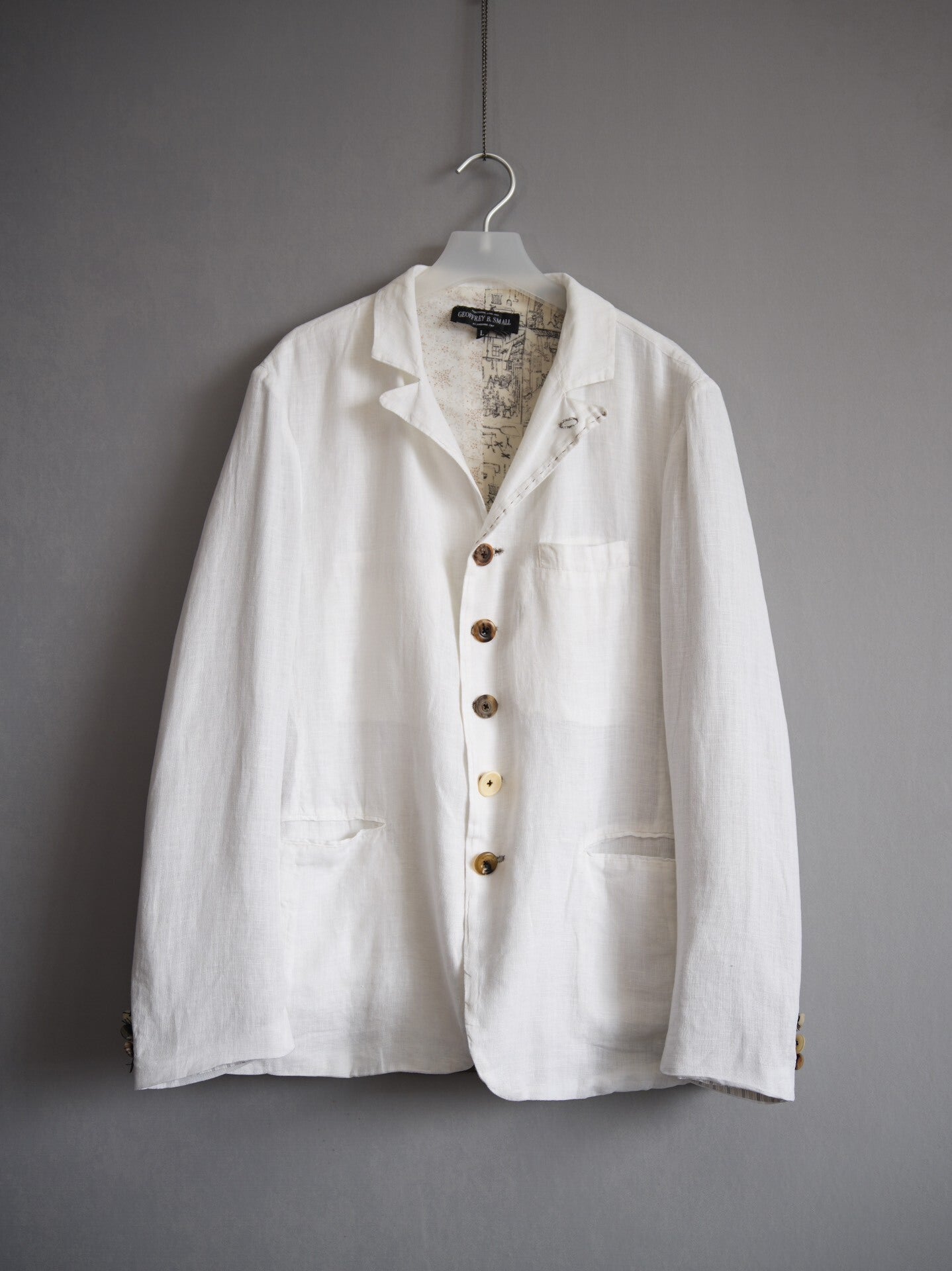 Geoffrey B. Small Antique Button Linen Suit