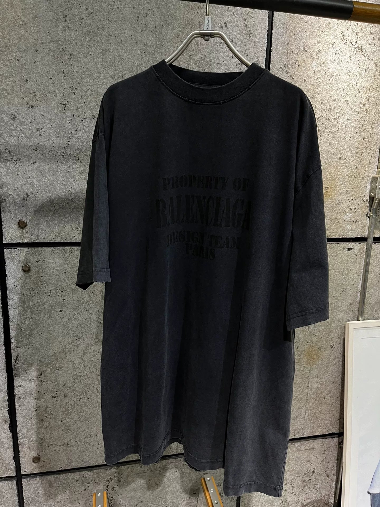 Balenciaga Design Team Black Distressed Tee M