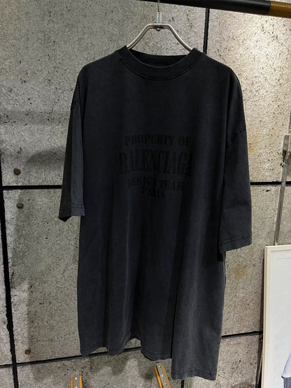 Balenciaga Design Team Black Distressed Tee M