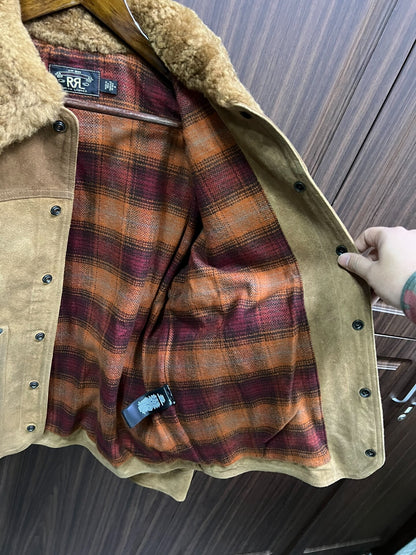 RRL Shearling Brown Jacket with Fur Collar