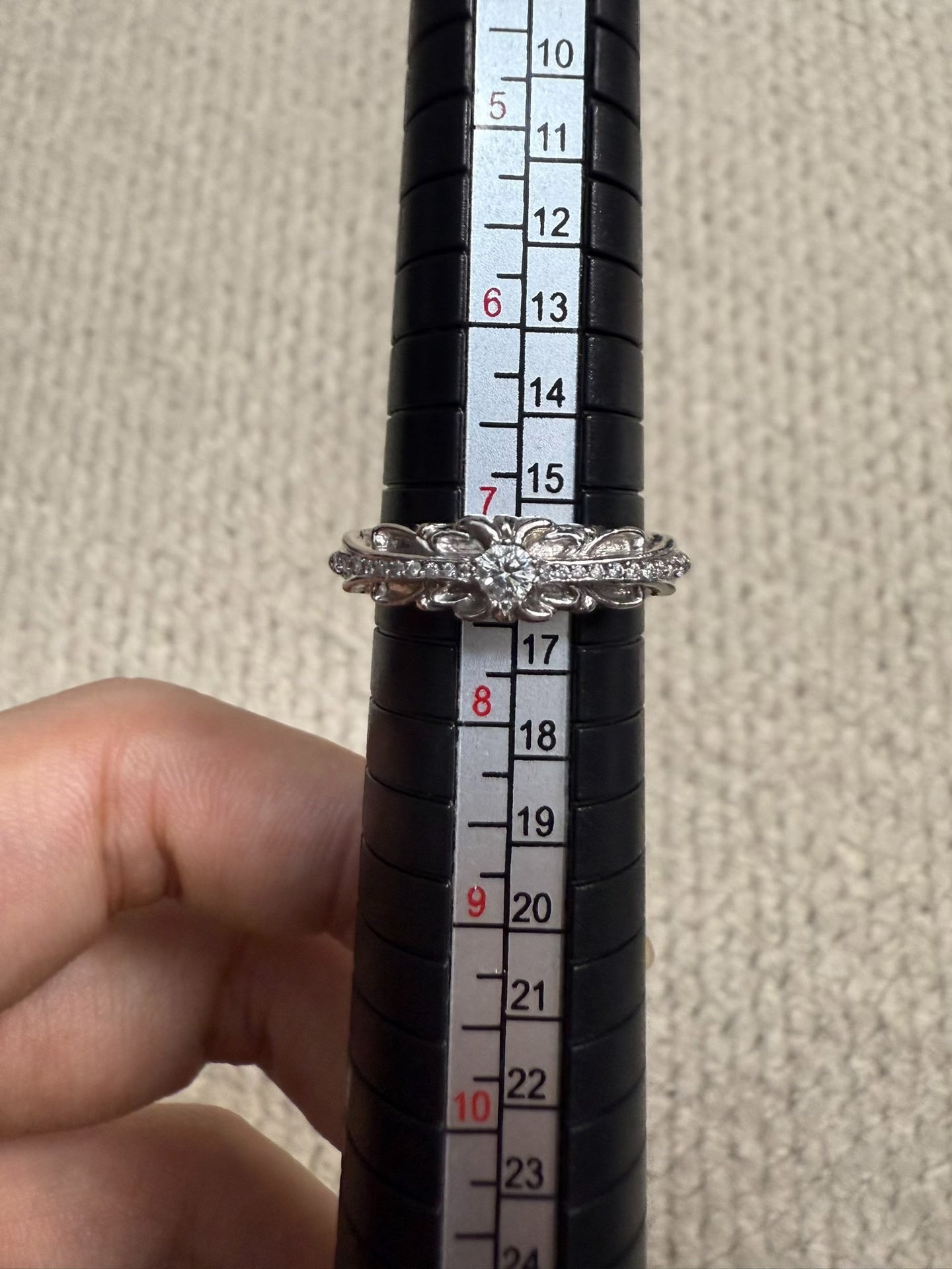 Chrome Hearts 18k White Gold Diamond Cross Ring