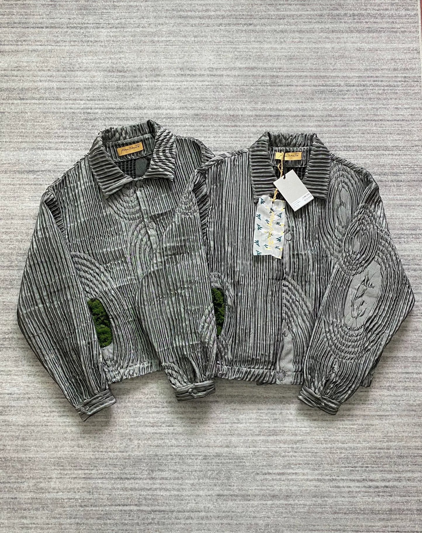 silver wave pattern breathable jacket