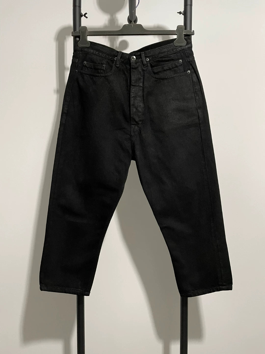 rick owens black denim cropped pants