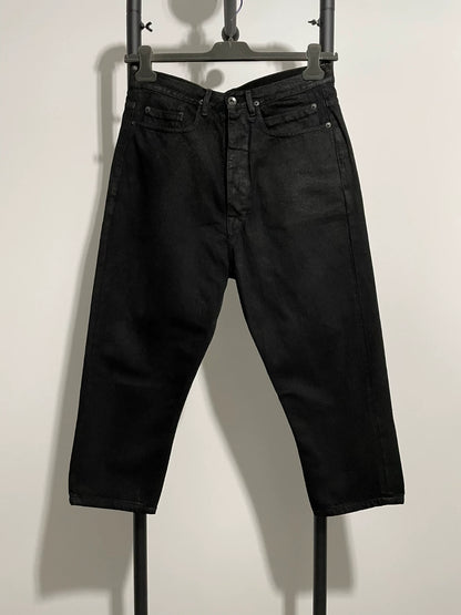 rick owens black denim cropped pants