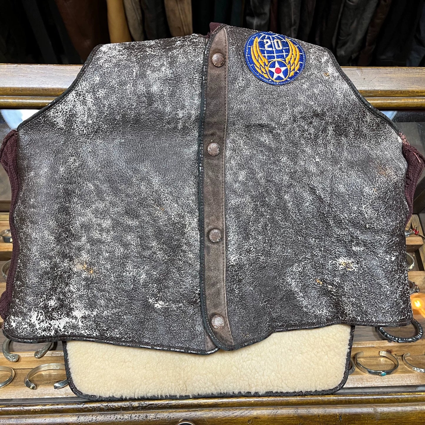 Vintage Leather Shearling Vest