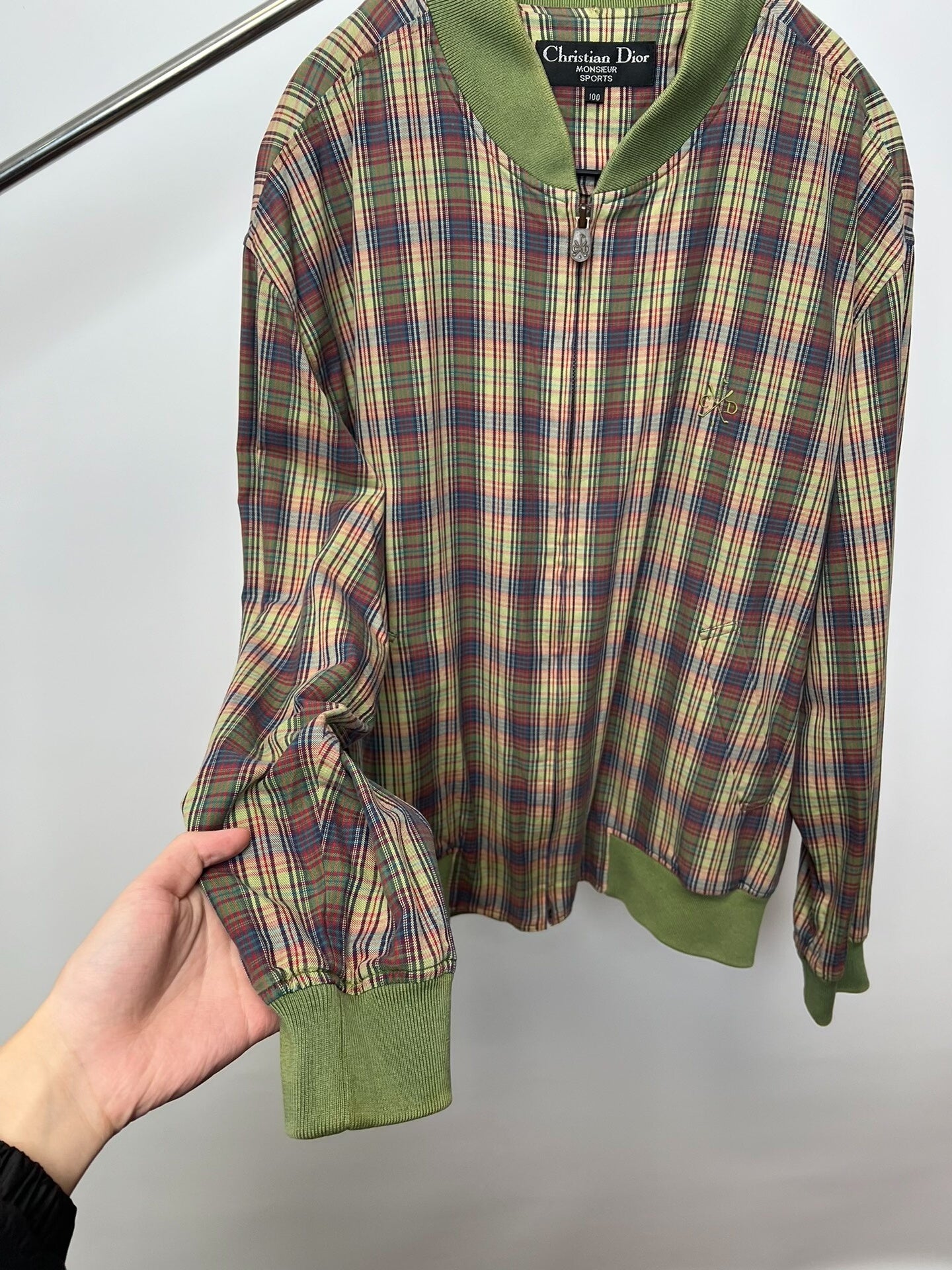 Christian Dior Green Plaid Zip Jacket