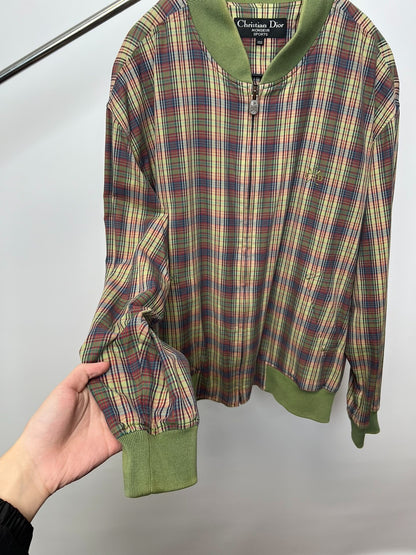 Christian Dior Green Plaid Zip Jacket