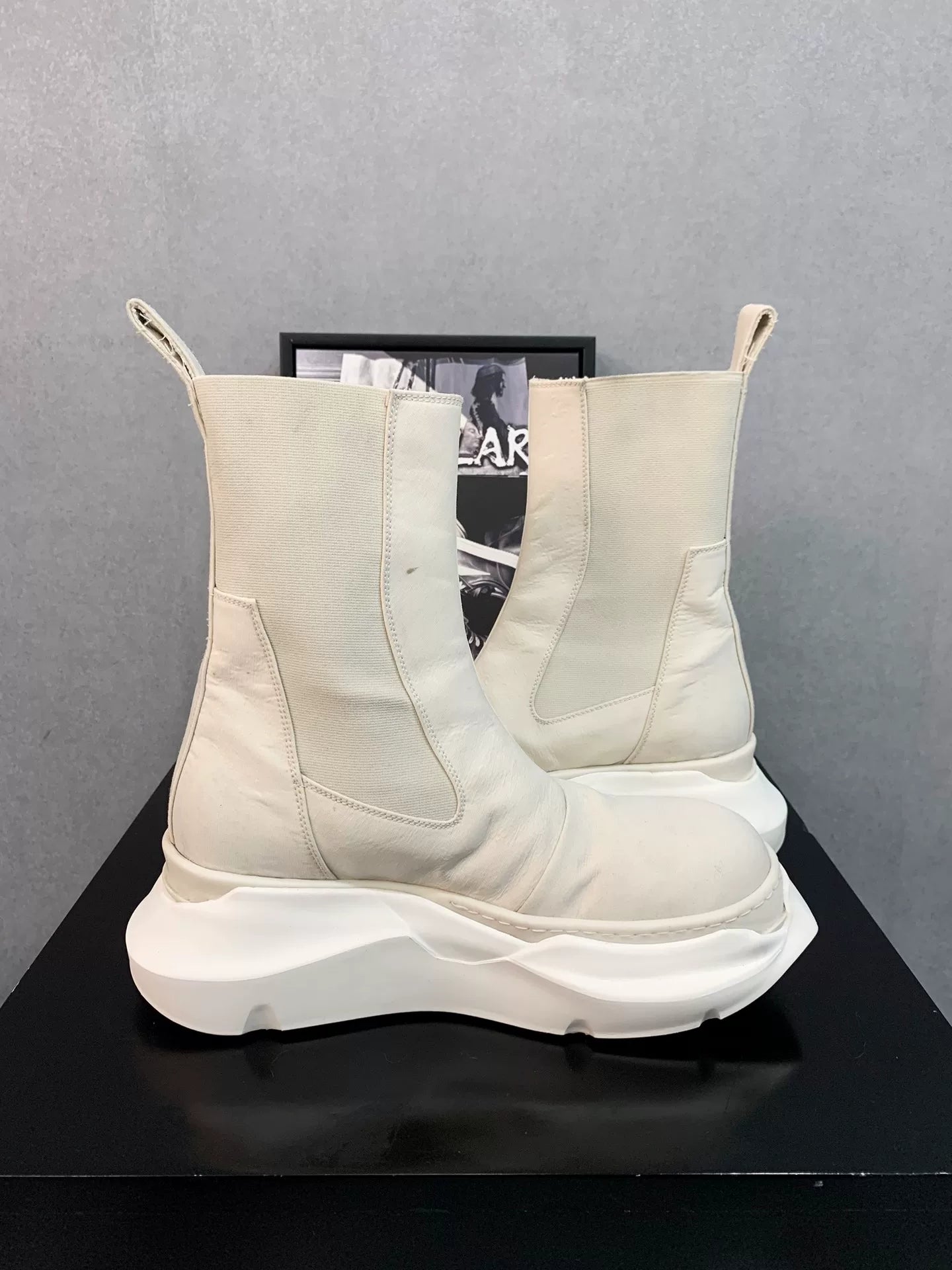 Rick Owens White Chelsea Thick-Sole Boots