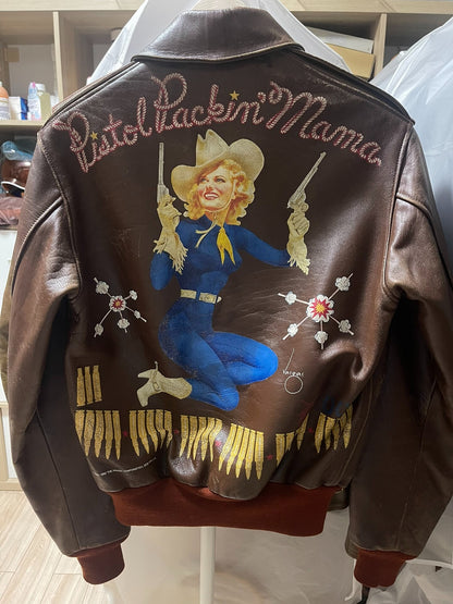 vintage real mccoy leather bomber jacket