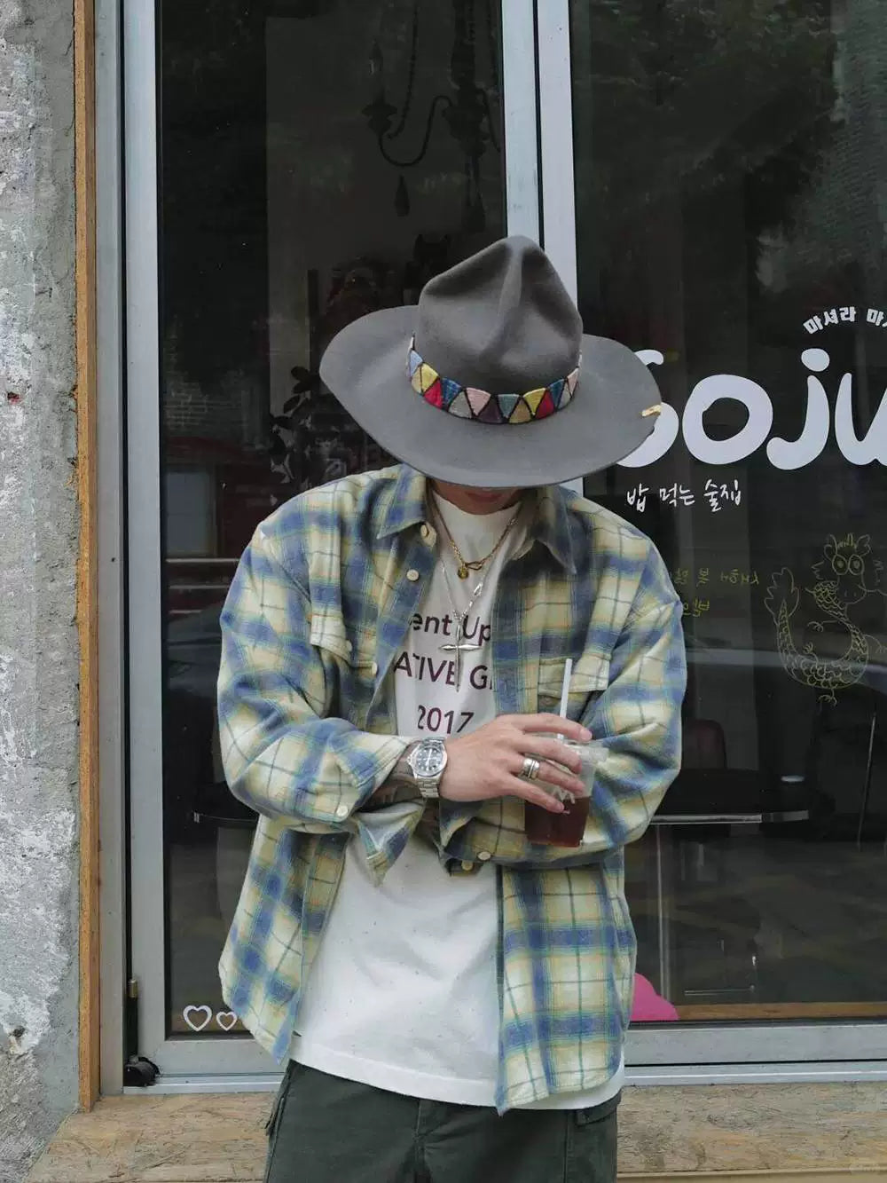 visvim pioneer khadi check long sleeve shirt