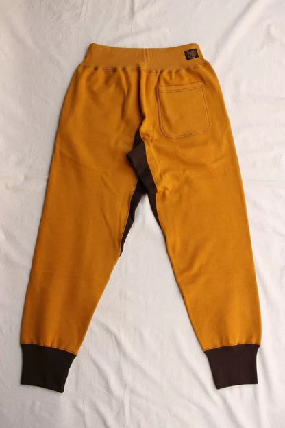 stylish yellow and brown sweatpants