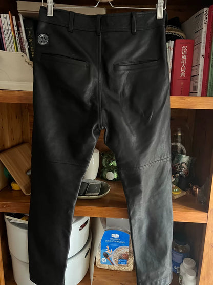 black deerskin leather pants for men or women
