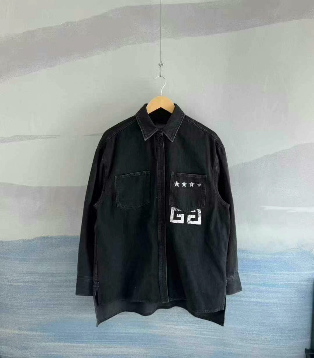 Givenchy Black Star Denim Shirt Size 38