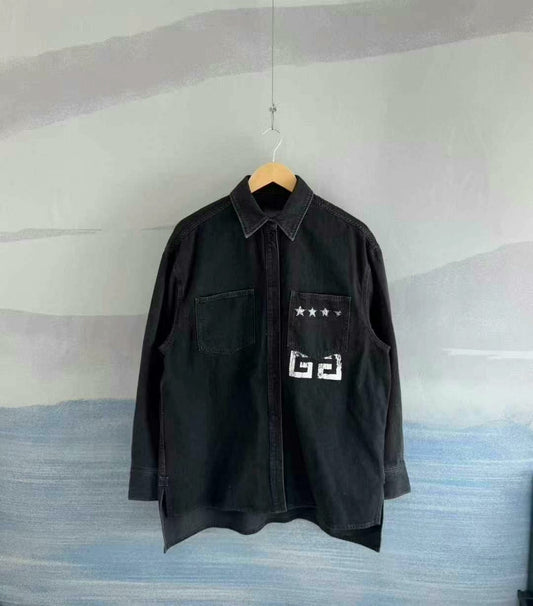 Givenchy Black Star Denim Shirt Size 38