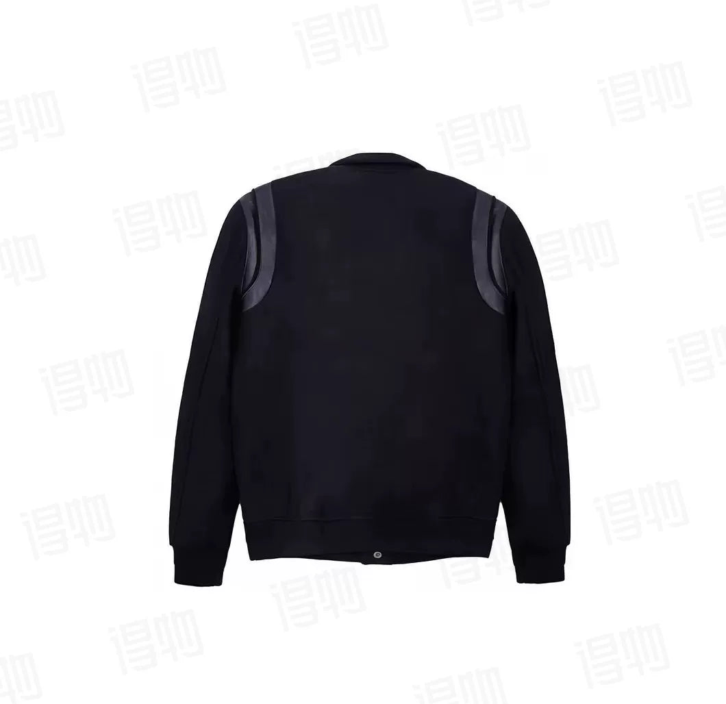 Saint Laurent Leather Sleeve Wool Baseball Jacket