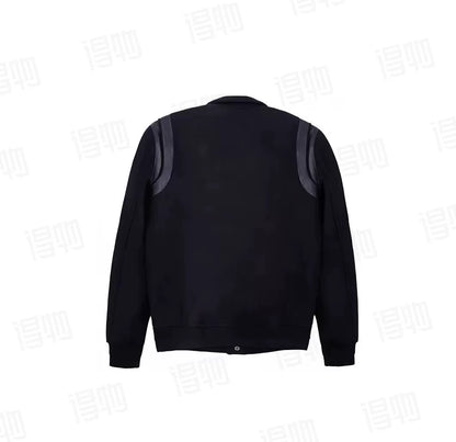 Saint Laurent Leather Sleeve Wool Baseball Jacket