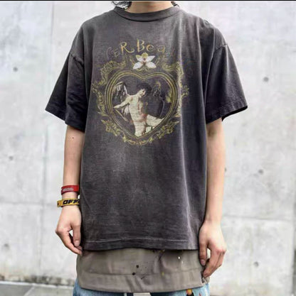 SAINT MICHAEL Love Angel Washed Distressed Tee