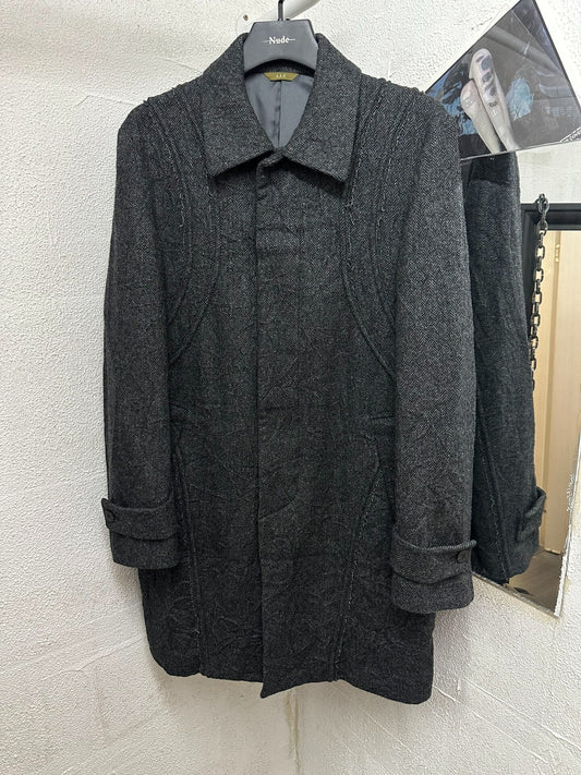yohji yamamoto wool coat with unique design