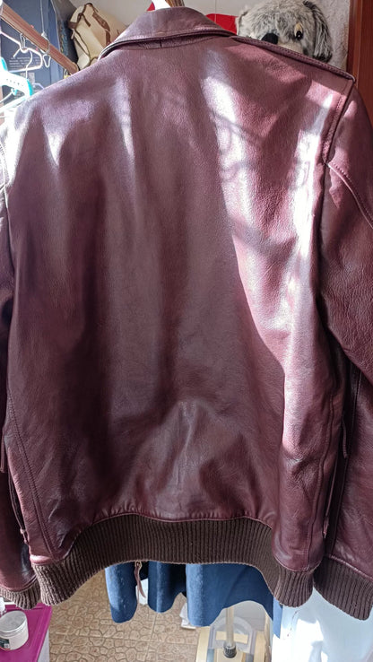 VISVIM Burgundy A2 Pilot Leather Jacket M